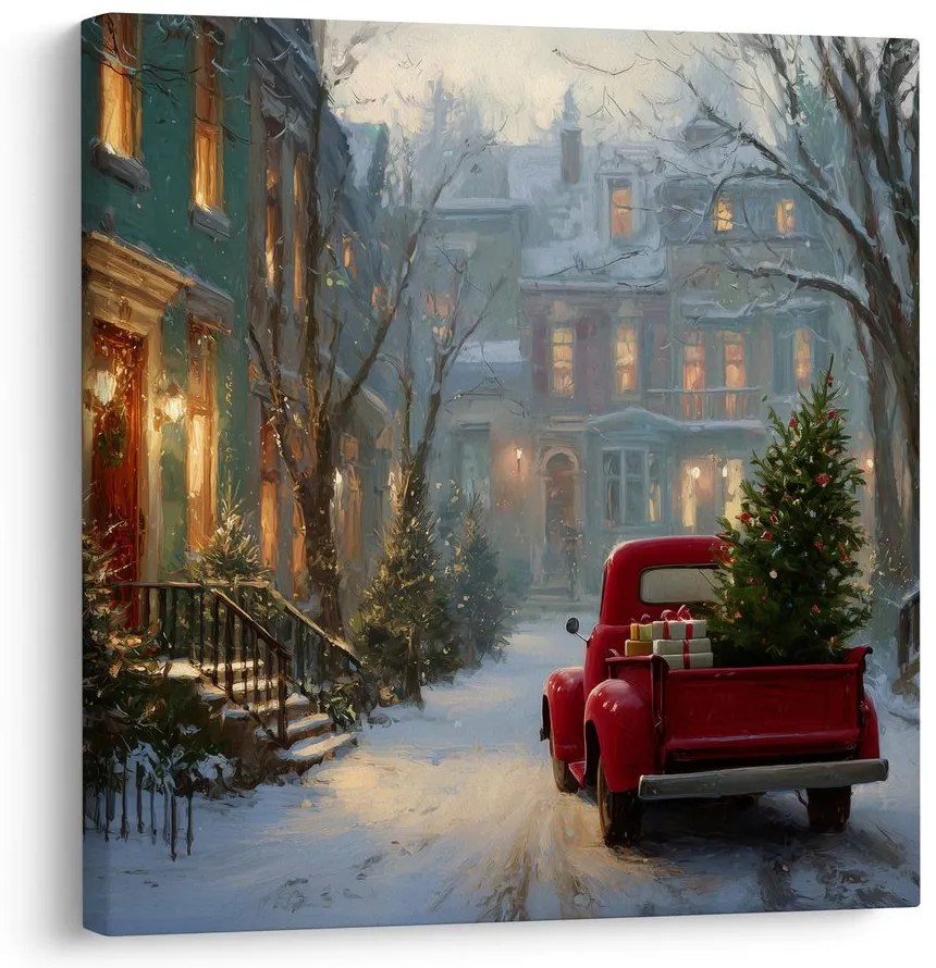 Obraz vianočná atmosféra v zasneženej ulici