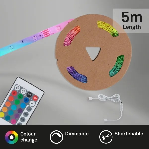 Brilo - LED RGB Stmievateľný pásik 6,6m LED/6W/USB + DO