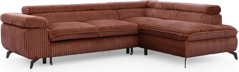 Menčestrová rohová pohovka v terakotovej farbe (pravý roh/do L) Marbeya – Ropez