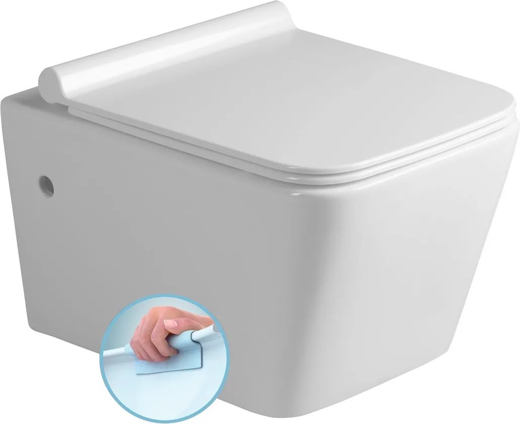 SAPHO - PORTO RIMLESS WC závesné 36x52 cm, WC sedátko Slim Soft Close (PZ102R)