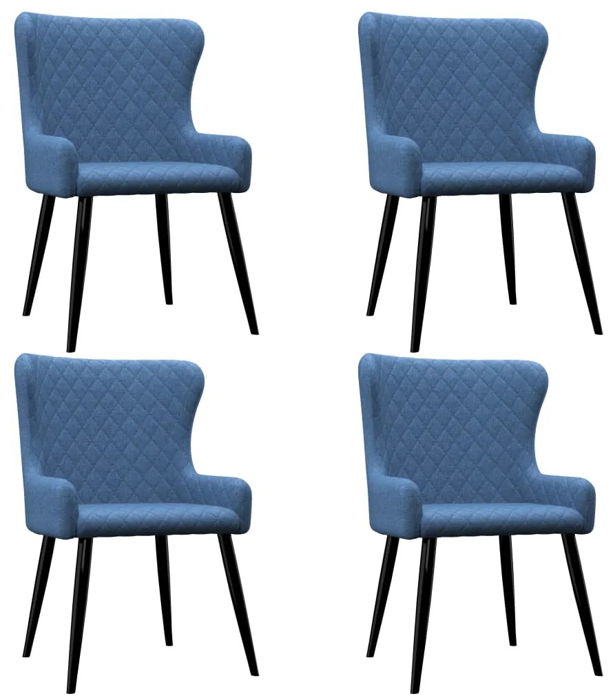 vidaXL Jedálenské stoličky 4 ks modré látkové