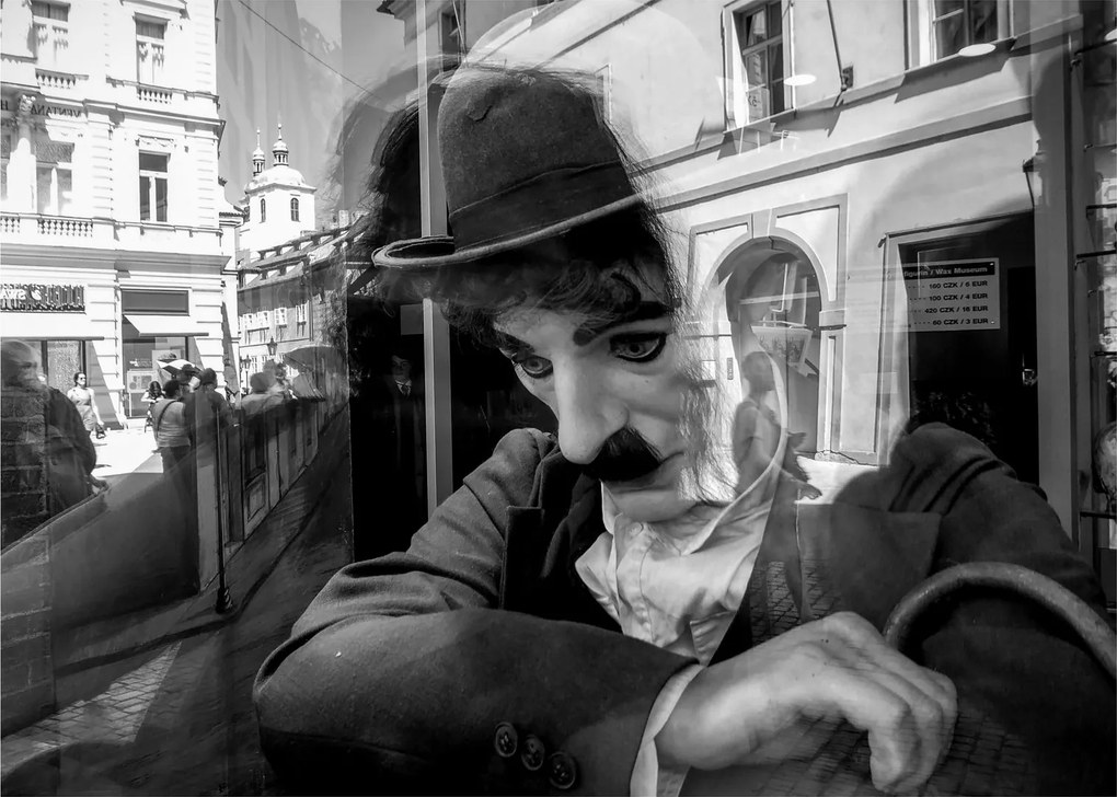 Obraz - Charles Chaplin v Prahe (70x50 cm)