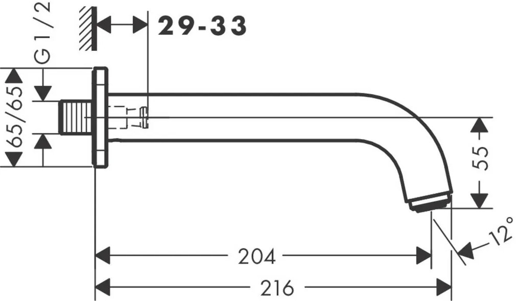 Hansgrohe Vernis Shape, vaňový výtok, chrómová, HAN-71460000