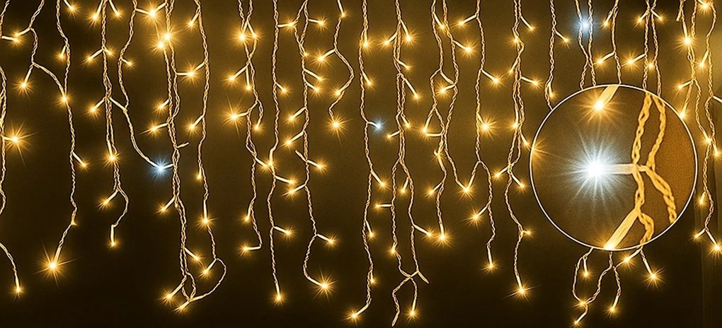 Vianočné svetielka LED záclona FLASH teplá biela 500 LED