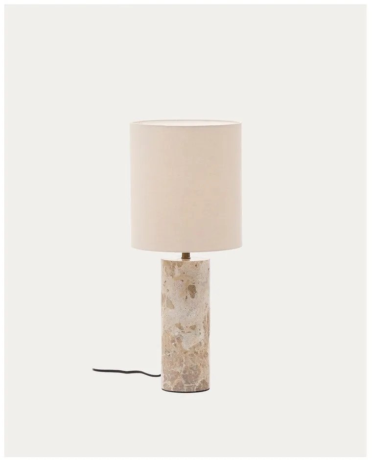 Béžová mramorová stolová lampa s textilným tienidlom (výška 54 cm) Raze – Kave Home