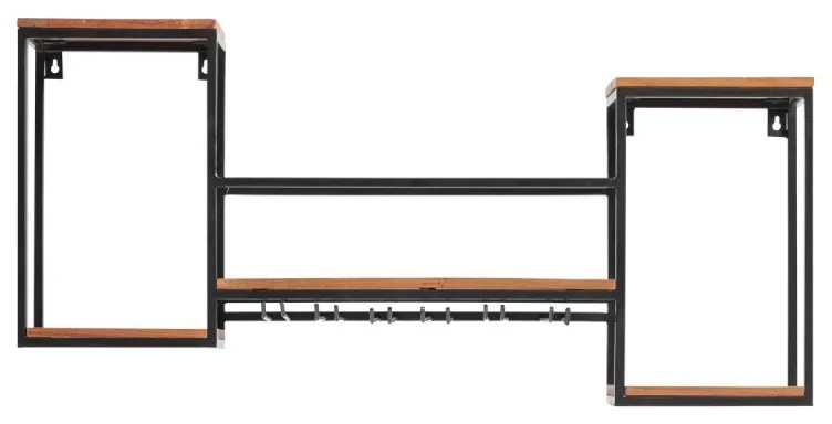 furniture-nabytek.cz - Masívna závesná polica Aro z kovu a dreva, lakovaná, hnedá – 100×20×41 cm
