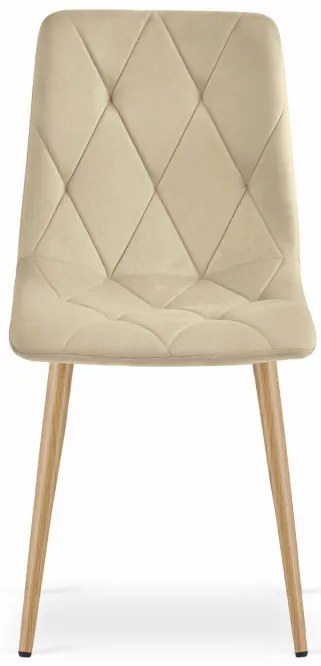 Jedálenská stolička LIBRA zamatová svetlobéžová / drevené nohy