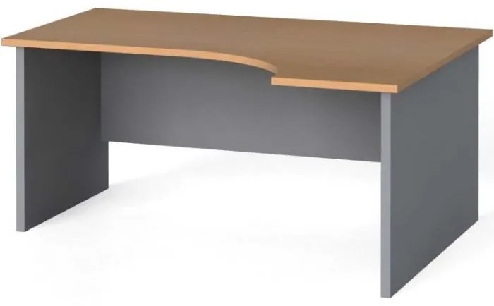 Ergonomický kancelársky pracovný stôl PRIMO FLEXI, 160x120 cm, sivá / čerešňa, pravý