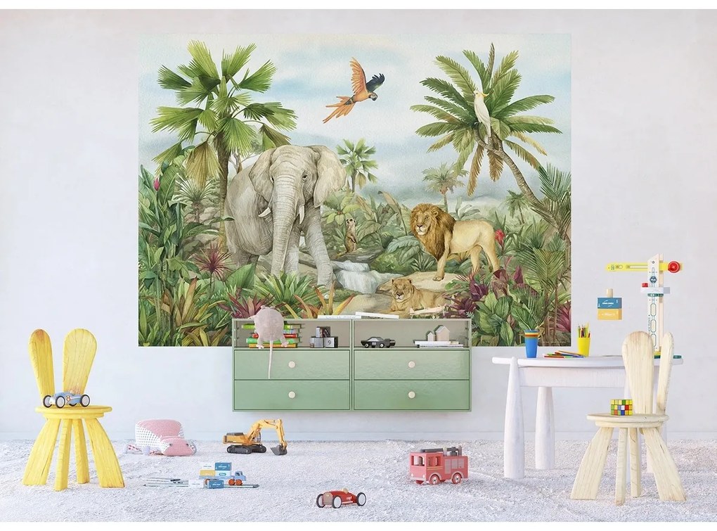 Detská fototapeta Colourful Jungle 252 x 182 cm, 4 diely