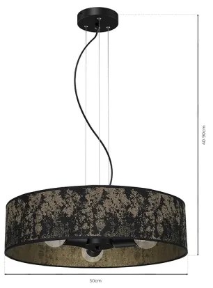 Luster na lanku SATINO 3xE27/60W/230V čierna/zlatá