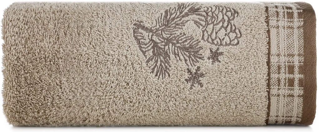VIANOČNÝ FROTÉ UTERÁK HOLLY SADA 3KS 70X140 CM BÉŽOVÁ