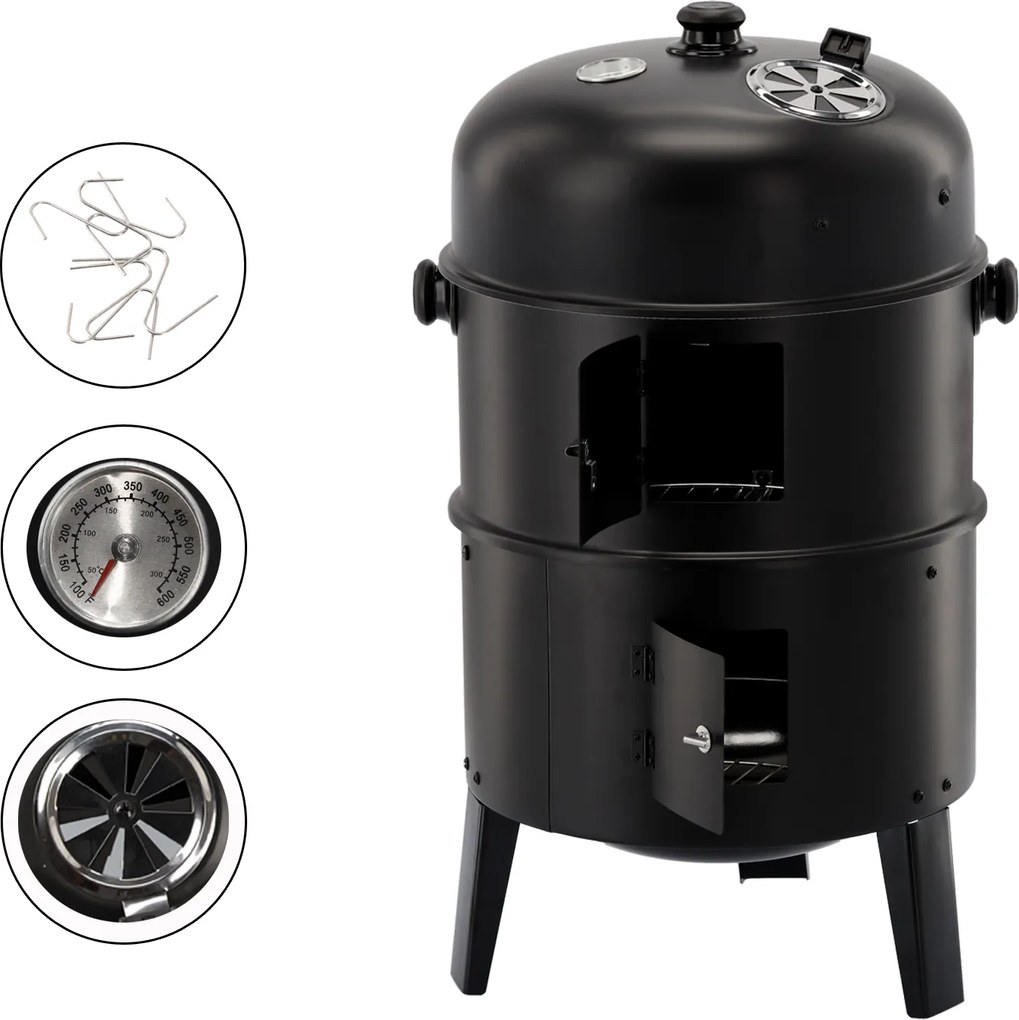CH 3v1 Multifunkčný gril/udiareň/krb na drevené uhlie Smoker