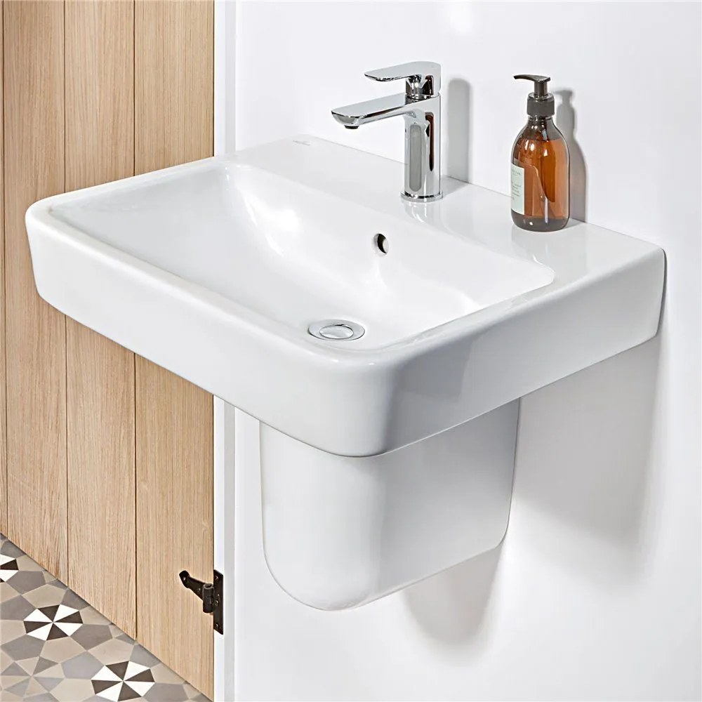 VILLEROY & BOCH O.novo závesné umývadlo s otvorom, s prepadom, 600 x 460 mm, biela alpská, s povrchom CeramicPlus, 4A4160R1