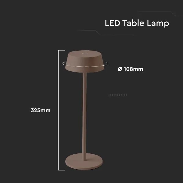 LED Vonkajšia stmievateľná dotyková dobíjacia stolná lampa LED/2W/5V IP54 hnedá
