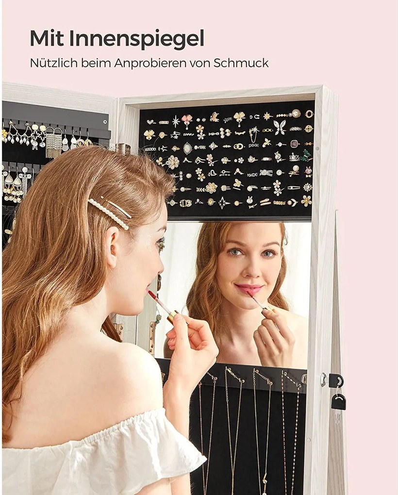 Šperkovnica, otočná o 360°, s odkladacou policou, biela