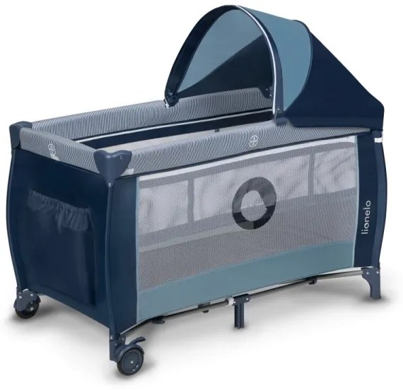 Lionelo - Cestovná postieľka SVEN PLUS modrá