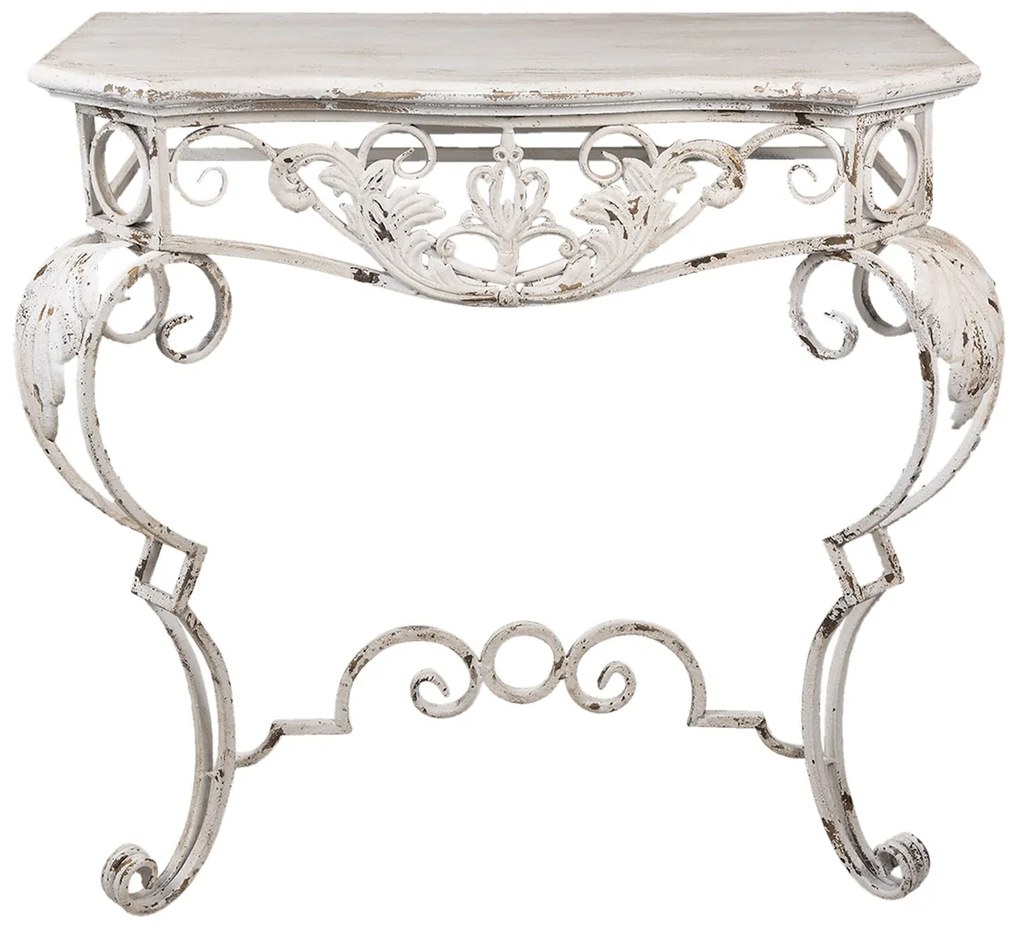 Biely kovový nástenný vintage stolík Pablo - 86 * 44 * 81 cm
