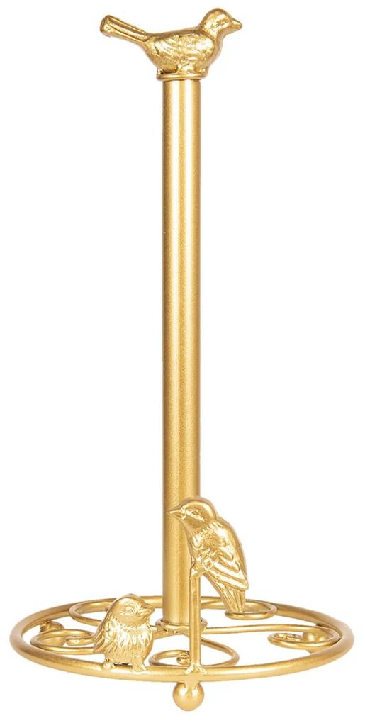 Zlatý držiak na kuchynské rolky s vtáčikmi - Ø 19 * 37 cm