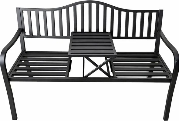 Lean Záhradná kovová lavička – 150cm, čierna