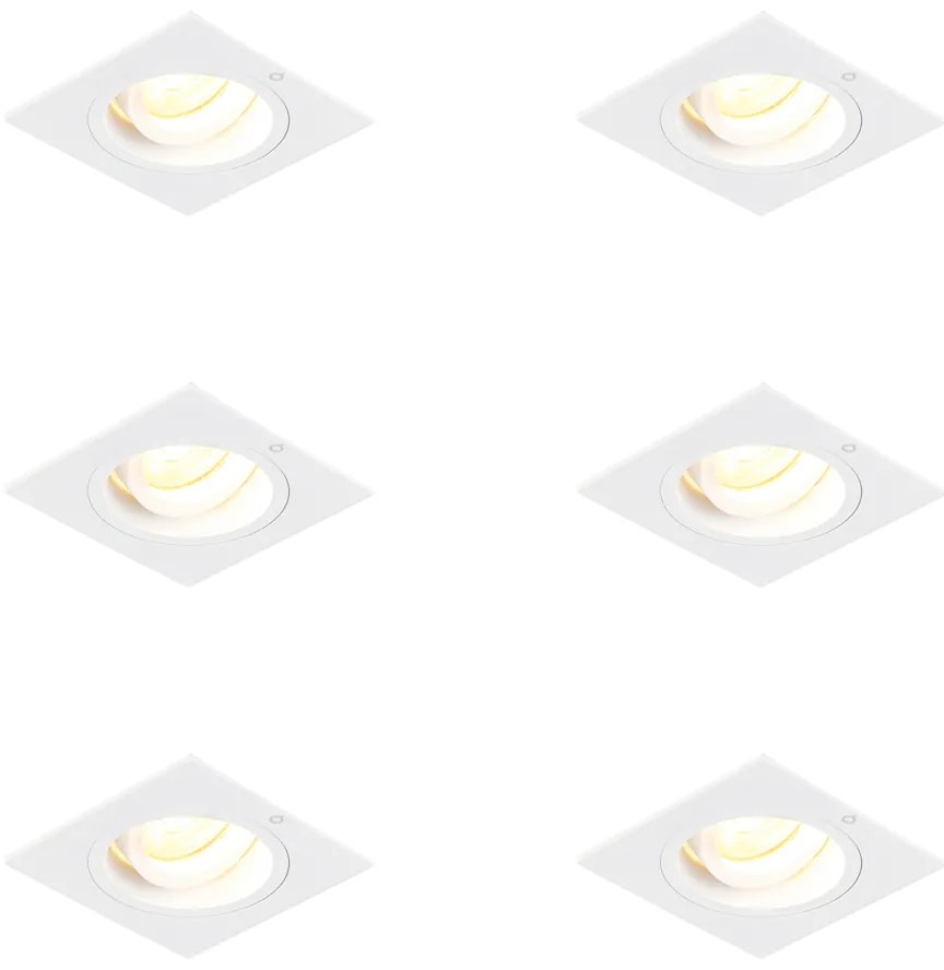 Sada 6 zapustených bodových svetiel štvorcových bielych otočných a naklápacích - Chuck