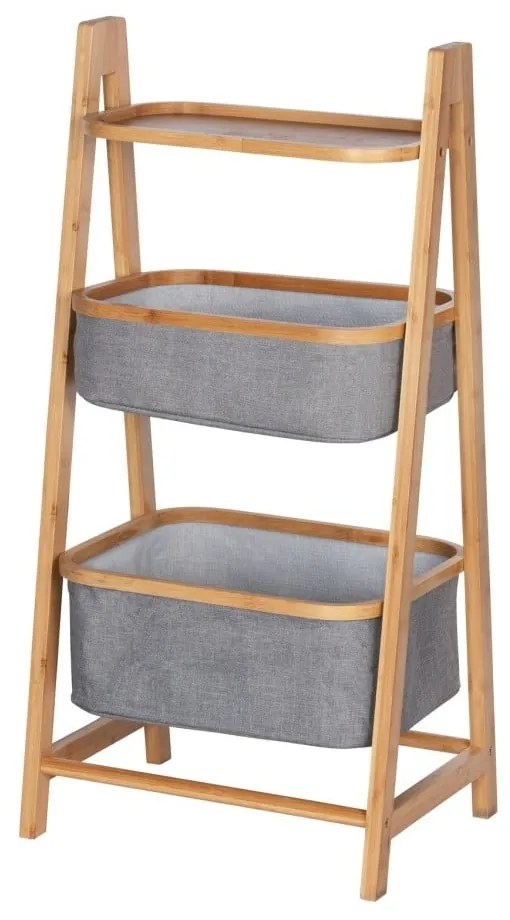 Sivo-hnedý bambusový kúpeľňový regál 44x91 cm Bahari - Wenko