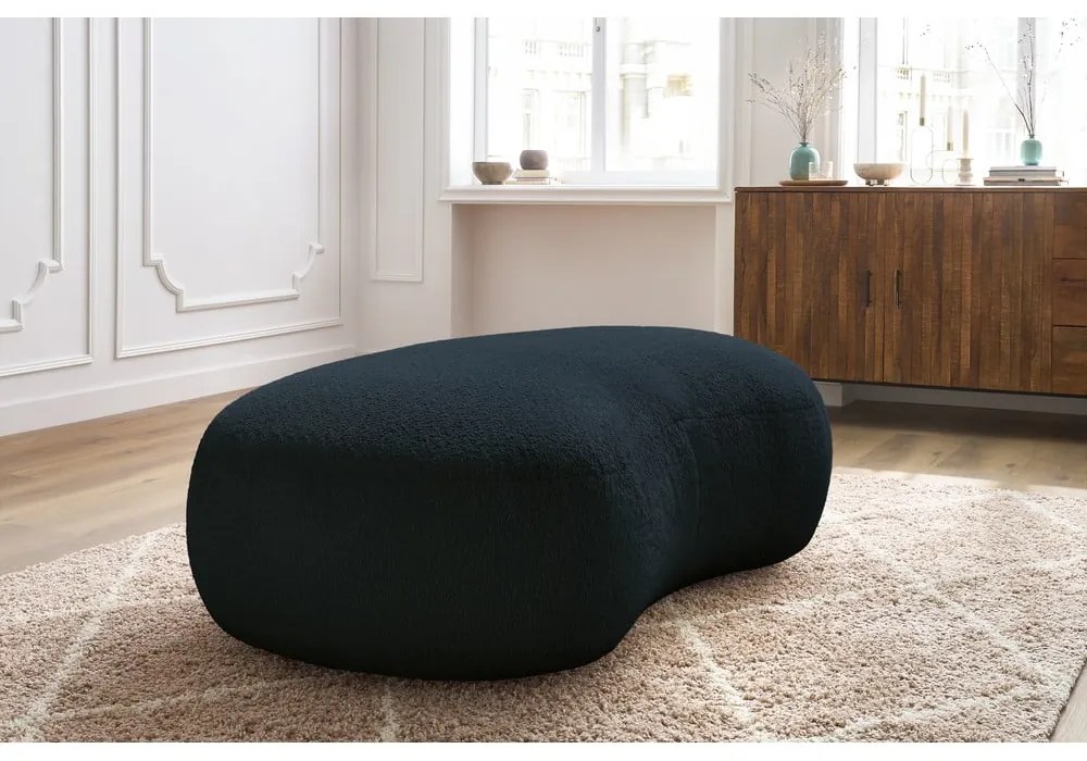 Tmavomodrá podnožka z textílie bouclé Saint-Germain – Bobochic Paris