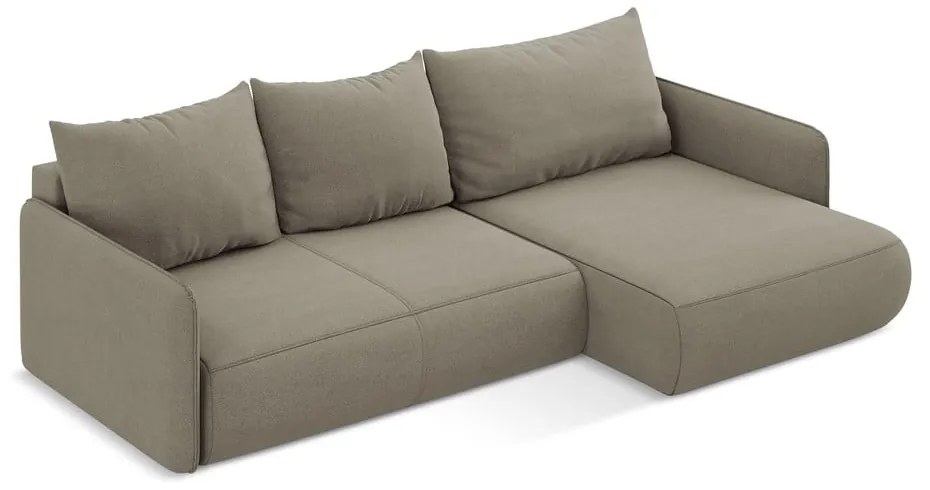 Béžová rozkladacia/s úložným priestorom rohová pohovka (pravý roh) Nanea – Makamii