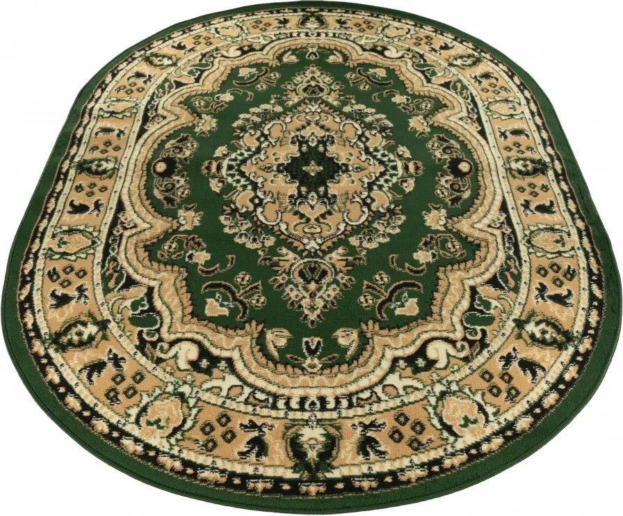 Zelený oválny koberec E951A GREEN ATLAS PP – do obývačky aj spálne Rozmer: 60x100 cm