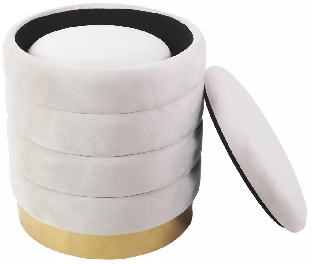 Sada 2 ks taburetů Britta Velvet s úložným prostorem světle béžová/zlatá