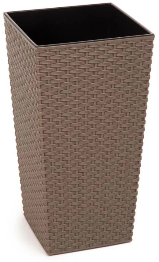 Kvetináč UH 300x300 mm FINEZJA hnedý výška 570 mm ratan s vložkou KLC
