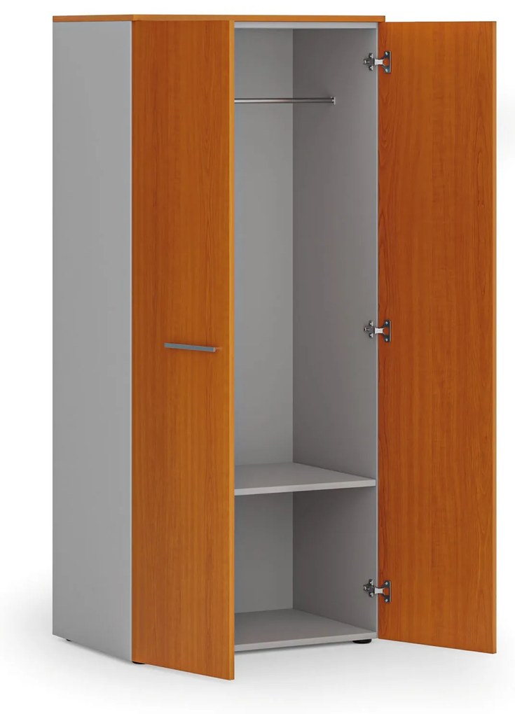Kancelárska šatníková skriňa PRIMO GRAY, 1 polica, šatníková tyč, 800 x 500 x 1781 mm, sivá/čerešňa