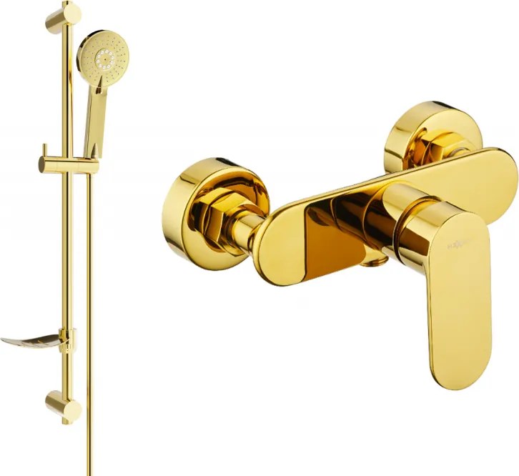 Mexen Milo DF40 sprchová batéria so sprchovým setom, zlatá - 7134R40-50