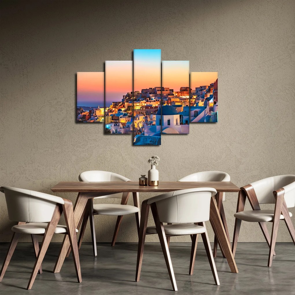 Obraz - Santorini pri zotmení (150x105 cm)