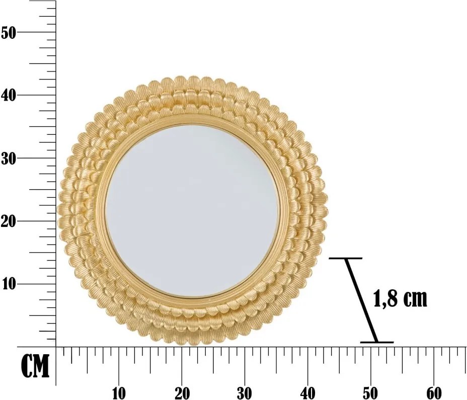 Nástenné zrkadlo v železnom ráme Mauro Ferretti Glam Lamin, ⌀ 43 cm