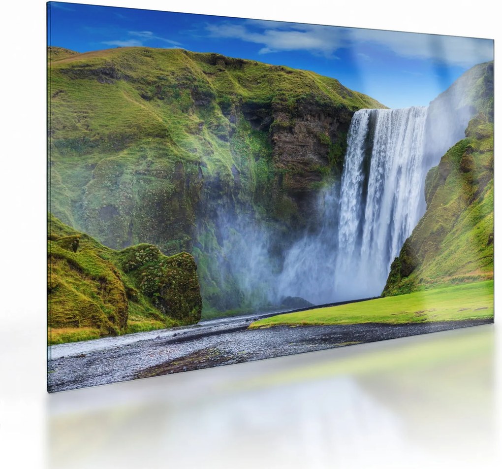 Sklenený obraz - Vodopád Seljalandsfoss (70x50 cm)