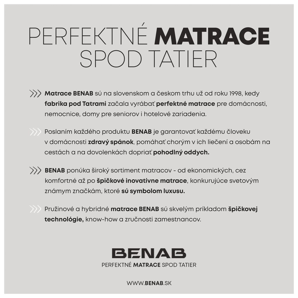 BENAB PANTERA COCO S1000 taštičkový matrac 85x200 cm Poťah Tencel 3D