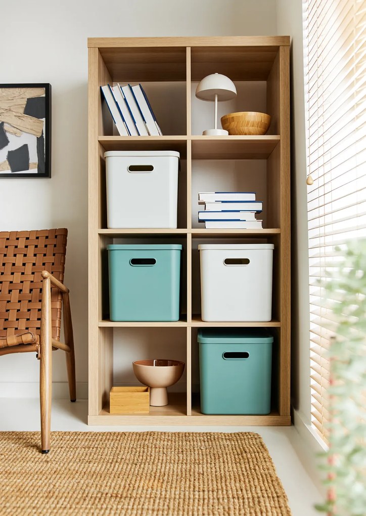 Rotho Úložný box, rovný s víkom, 27l, matná zelená ALBU LIGHT, 37x29x30