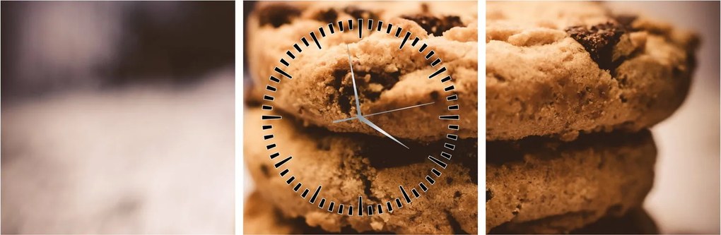 Obraz cookies sušienok (s hodinami) (90x30 cm)
