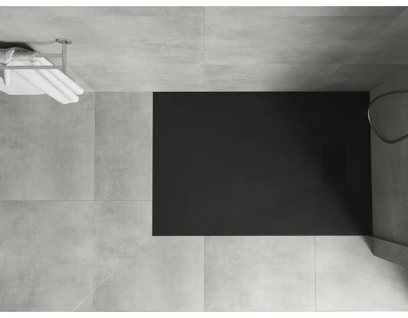 Mexen Hugo, obdĺžniková sprchová vanička SMC 130 x 80 cm, čierna, čierna krytka, 42708013-B