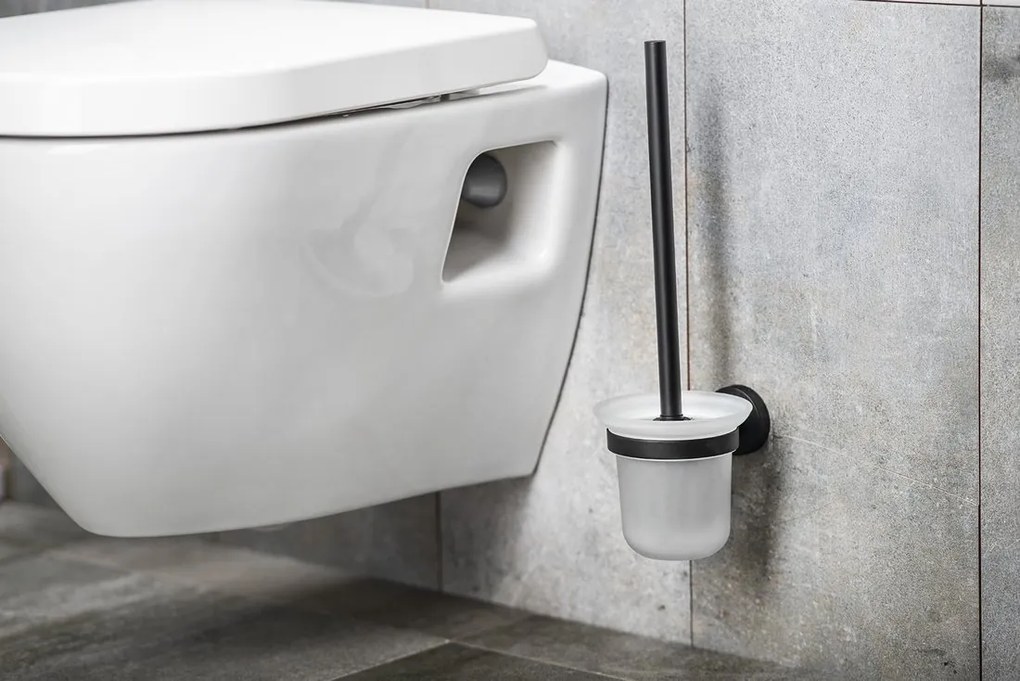 Aqualine Aqualine, SAMBA WC kefa nástenná, mliečne sklo, čierna, SB208