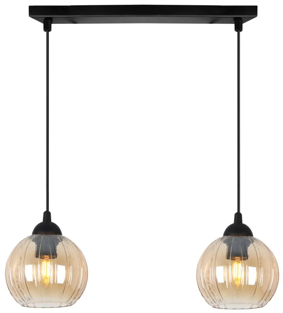 Závesné svietidlo Costa, 2x medové sklenené tienidlo, b