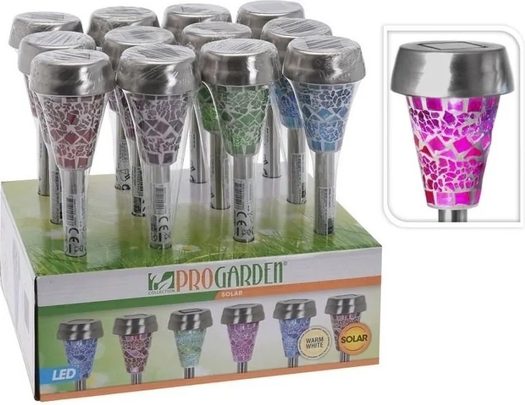 Solárna LED lampa Mosaic – ružová 31 cm