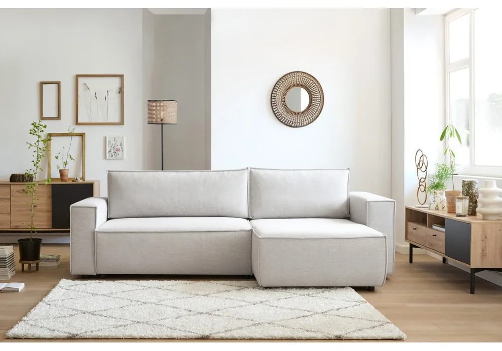 Béžová variabilná rozkladacia rohová pohovka Nihad – Bobochic Paris