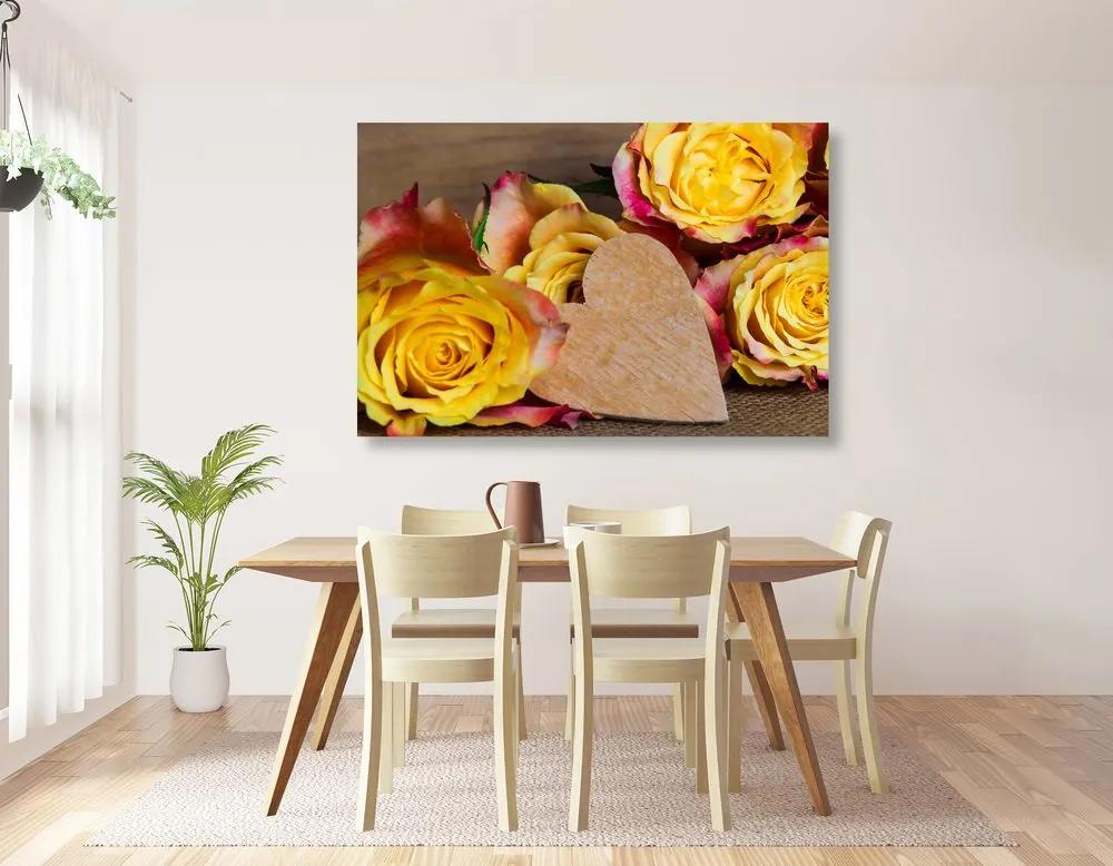 Obraz valentínske žlté ruže Varianta: 90x60