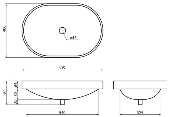 Sapho - Zapustené umývadlo LIMA 60x40 cm keramika/biela
