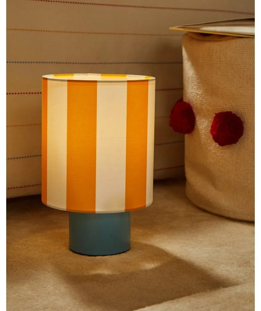Žltá/modrá stolová lampa s textilným tienidlom (výška 25 cm) Ciral – Kave Home