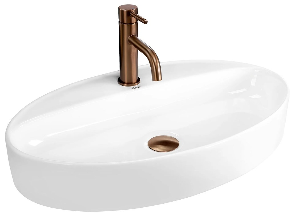 Rea Nastazja, umývadlo na dosku 610x375x105 mm, biela lesklá, REA-U6359