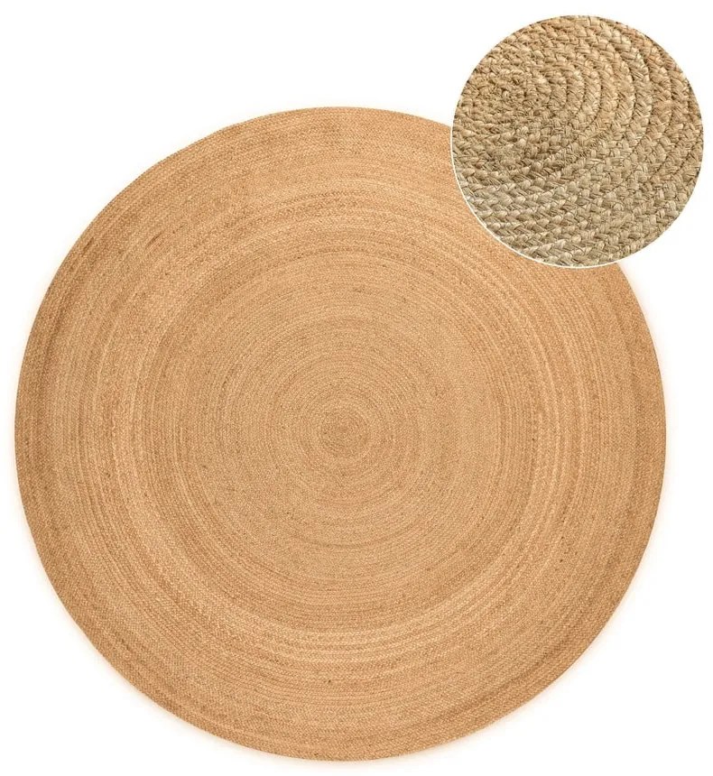 Obojstranný jutový okrúhly koberec v prírodnej farbe ø 140 cm Braided – Hanse Home