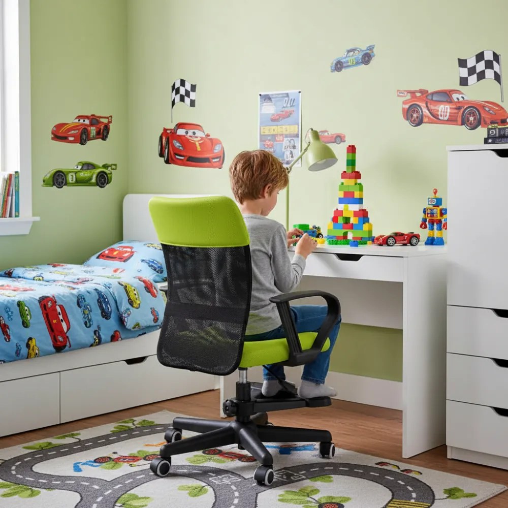 Detská stolička Neoseat MONKEY s podnožou — látka, čierna / svetlo zelená