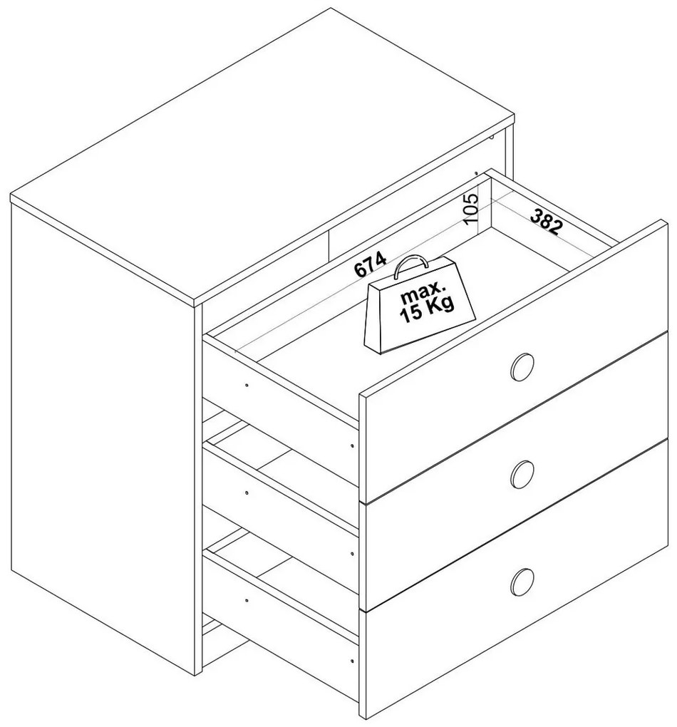 Zásuvková komoda Spencer - biela/šedá